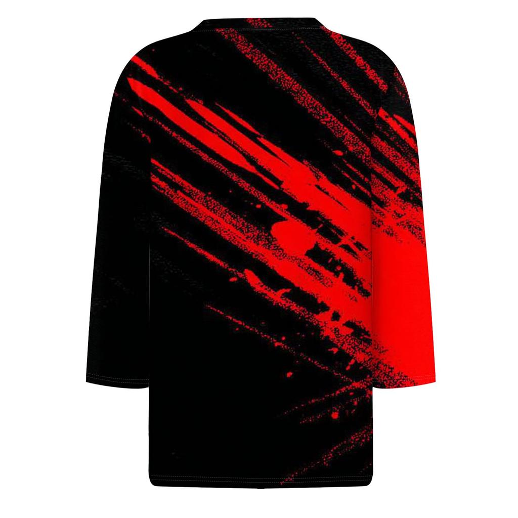 Women's Fashion Casual Three-quarter Sleeve Halloween Printed Round Neck Top