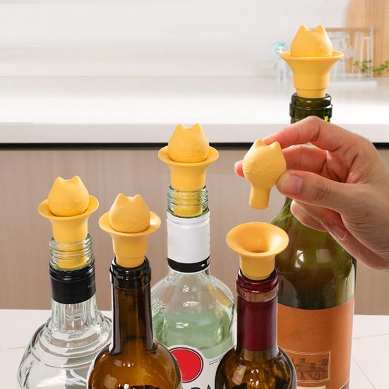Cat Head Bottle Stopper Silicone Sealing Cap Red Wine Bottle Sealer Stopper Unique Party Wine Accessory