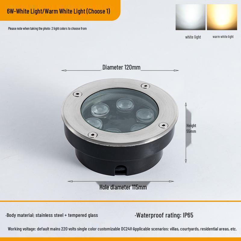 Ultra-Thin Waterproof LED In-Ground Courtyard Spotlight for Garden Decoration