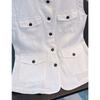 Summer Women Sleeveless White Waistcoat High End Texture Cotton Linen Stand Collar Old Money Style Outer Vest