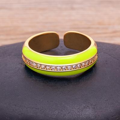 New Arrival 9 Colors Enamel Adjustable Opening Zircon Ring For Women Wedding Party Jewelry Trendy Candy Stackable Finger Ring
