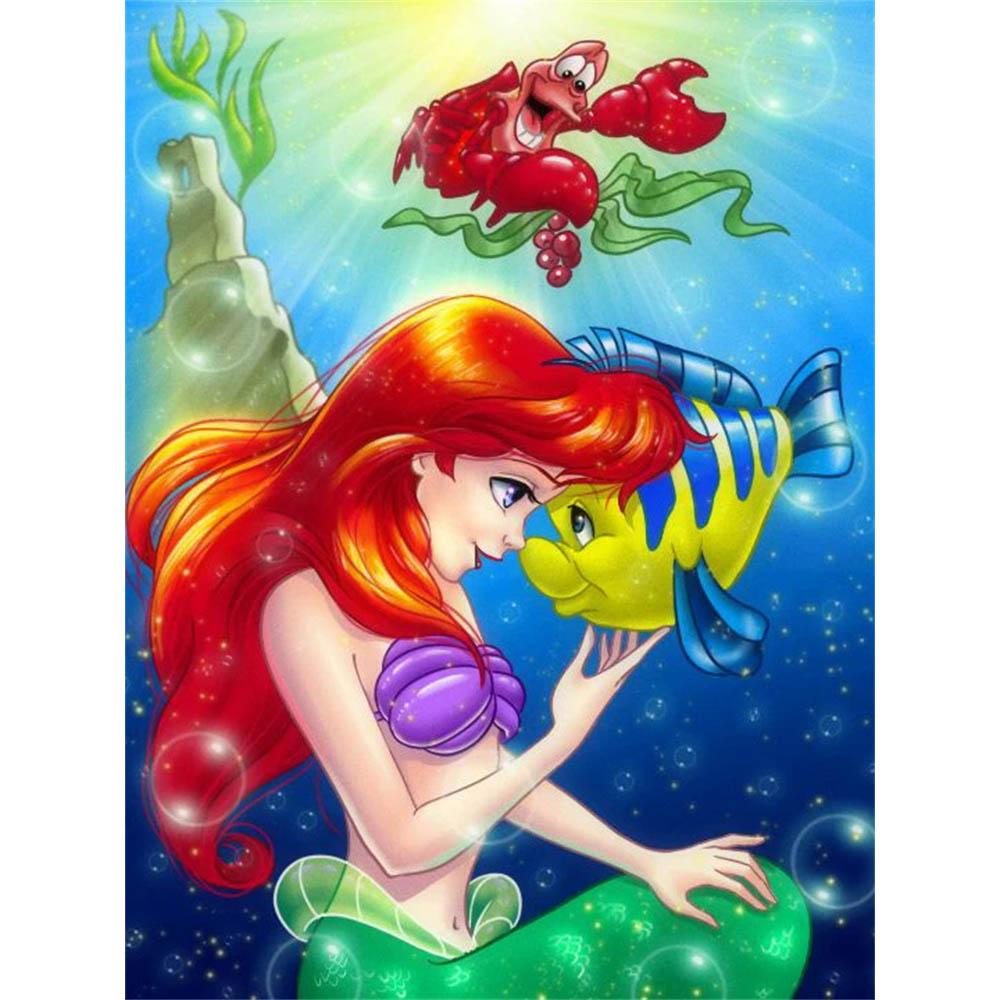 Disney La Sirenetta Ariel Collezione Oceano Pittura Diamante 5D Piena di Diamanti Fai da Te Pittura Diamante Fatta a Mano Cartone Animato Decorazione Kit Pittura