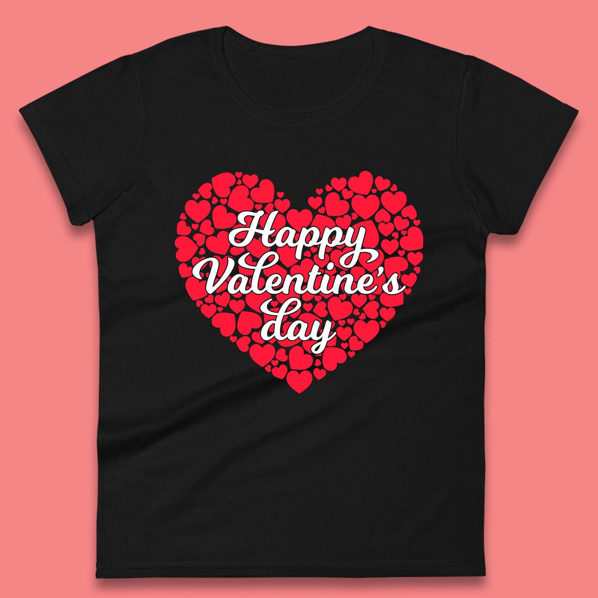 Happy Valentine s Day Hearts Womens T-Shirt Mens Tops Tees Unisex 2XL