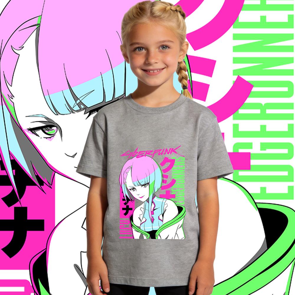 Cyberpunk Edgerunners Lucy Anime Print Boys Girls Cotton T Shirt Kids Casual Short Sleeve Top Soft Breathable Summer Clothes