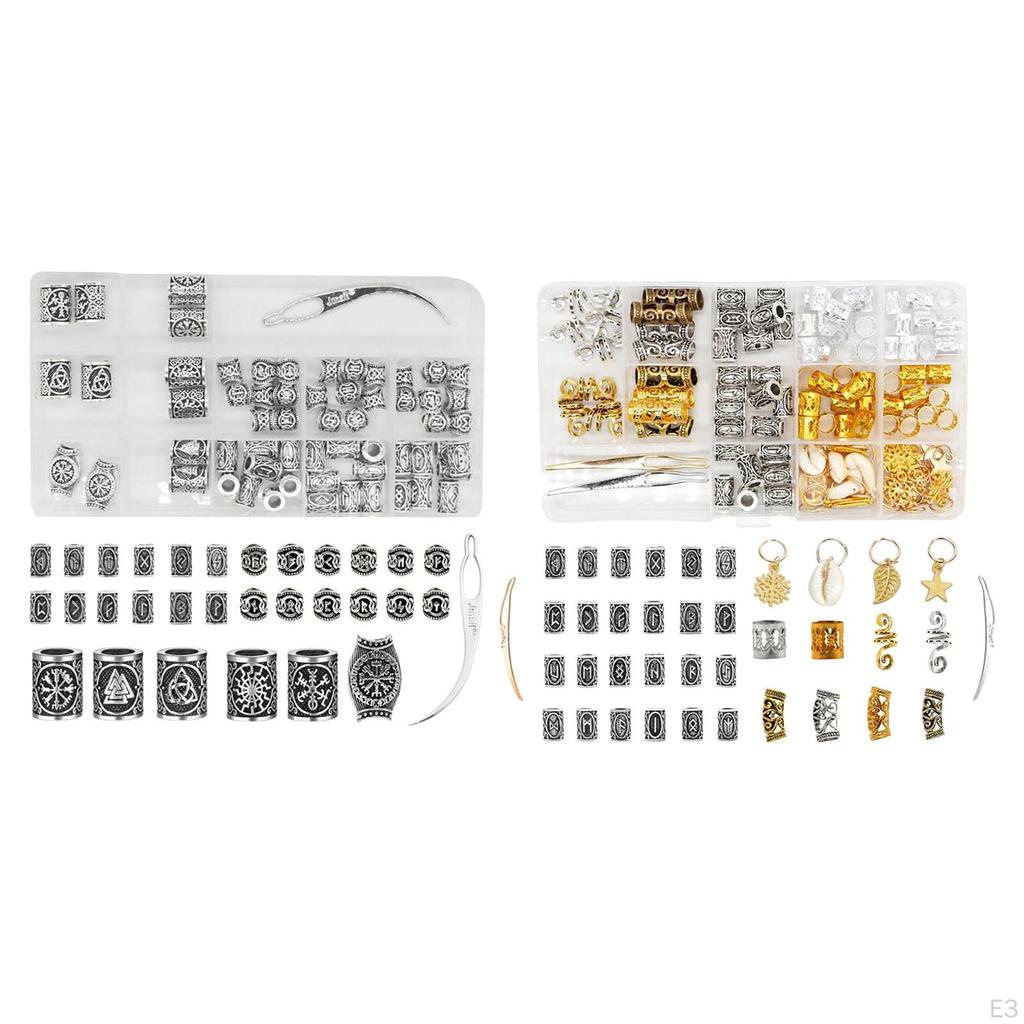 Wikinger Runen Haarbart Perlen, für Armbänder Anhänger Halskette DIY, Perlen Zöpfe,