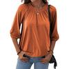Women's Solid Color Round Neck T-Shirt Shirt Half Sleeve 3/4 Sleeve Casual Loose Pleated Basic Tops