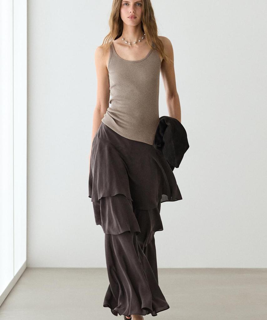 Masimodutti Frill Detail Fluid Skirt Pants