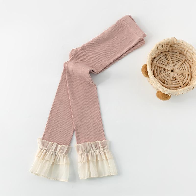 Baby Girls Leggings Lace Pants Kids Cotton Solid Ruffle Lace Children Tights Casual Pantyhose Trousers Spring Autumn