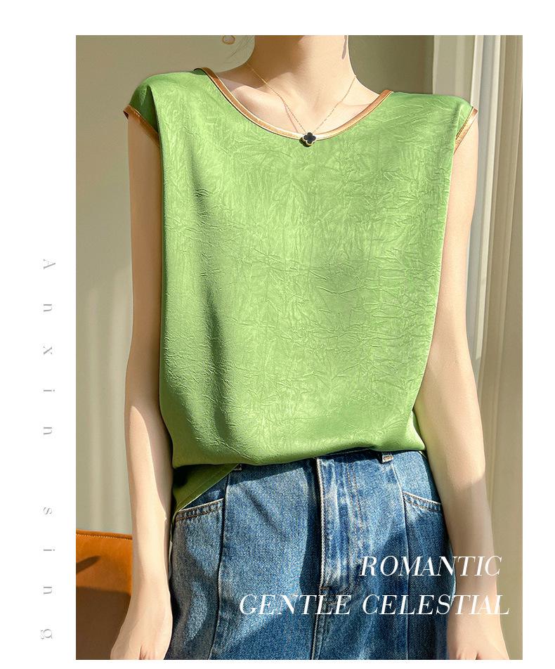 Elegant Silk Satin Sleeveless Camisole Top for Suits