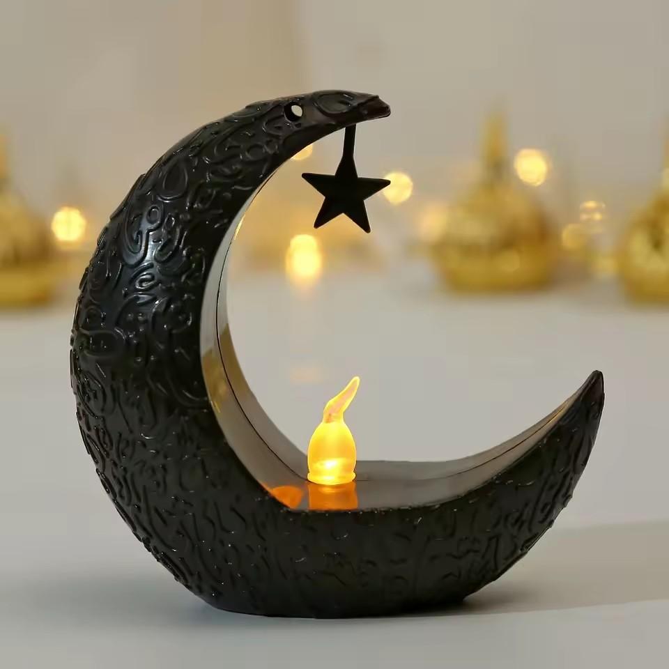 

Ramadan Decoration Star Moon LED Candlestick Lamp for Ramadan Kareem Islamic Muslim Home Decor Lamp Eid Mubarak Party Gifts 2025 чёрный