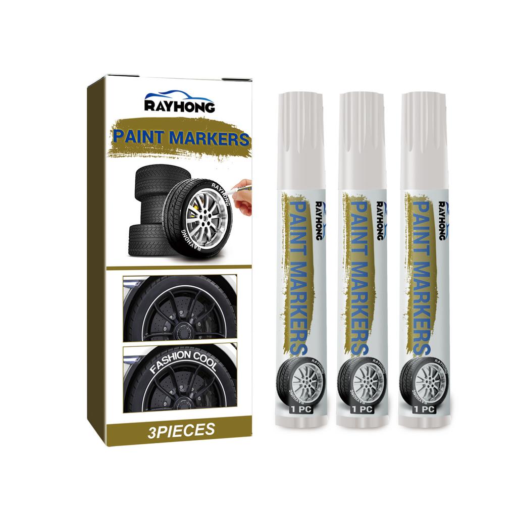 6pcs White Waterproof Cars Wheel Tire Oily Mark Pen Auto Rubber Tyre Paint Pen Cd Metal Permanent Paint Marker Graffiti Touch Up