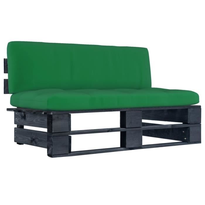 VidaXL Canapé central palette de jardin Noir, Bois de pin imprégné