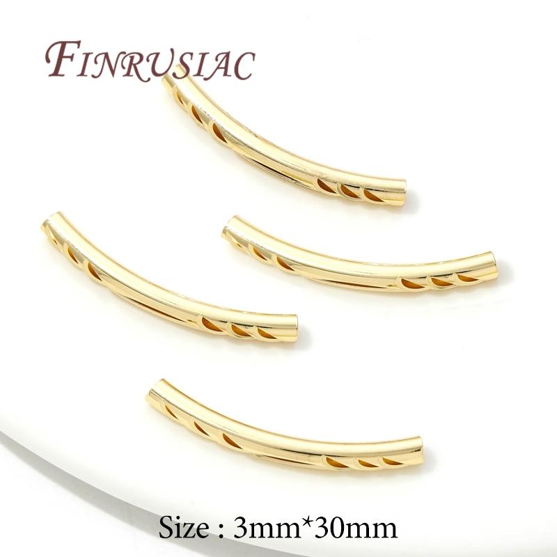 18K Real Gold Plated Brass Tube Spacer Beads Connectors For Handmade DIY Bracelet Necklace Jewelry Making Supplies Accessories