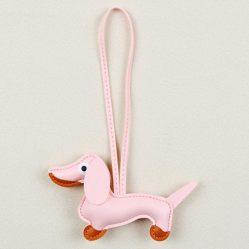 Dopamine Dachshund Pendant Bag Versatile Pendant Niche PU Cute Fashion Puppy Car Keychain Accessories