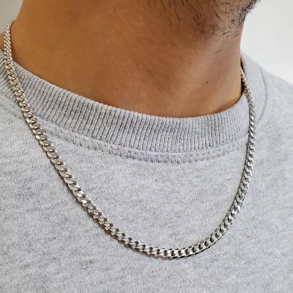THICK Silver Chain 7mm SOLID STERLING SILVER 925 DIAMOND CHAIN