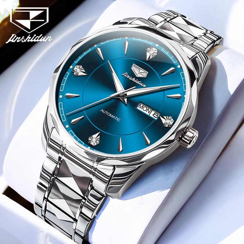 JINSHIDUN Fully Automatic Mechanical Watch with Double Calendar, Waterproof and Luminous for Men