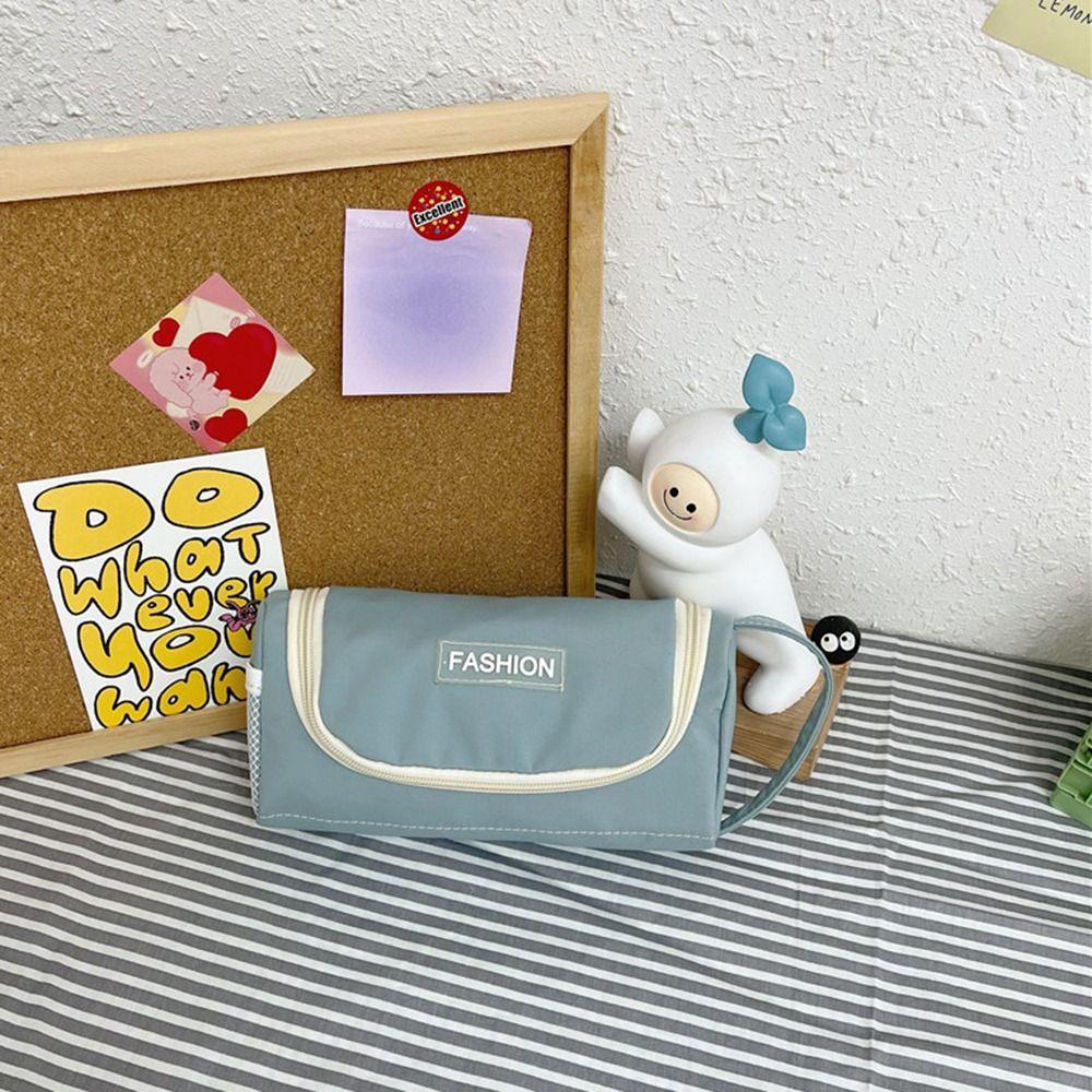 Ins Lattice Pencil Case Washable Storage Bag School Supplies Canvas Estuche  Student