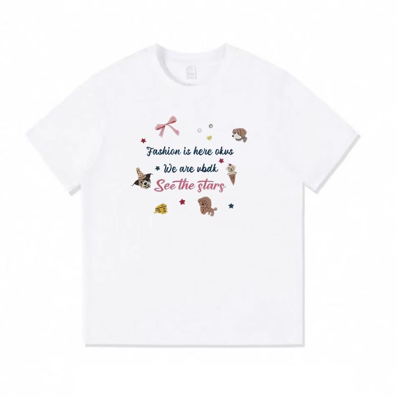American trendy brand front shoulder cartoon cute printed short-sleeved t-shirt women's summer new casual loose versatile top t-shirt