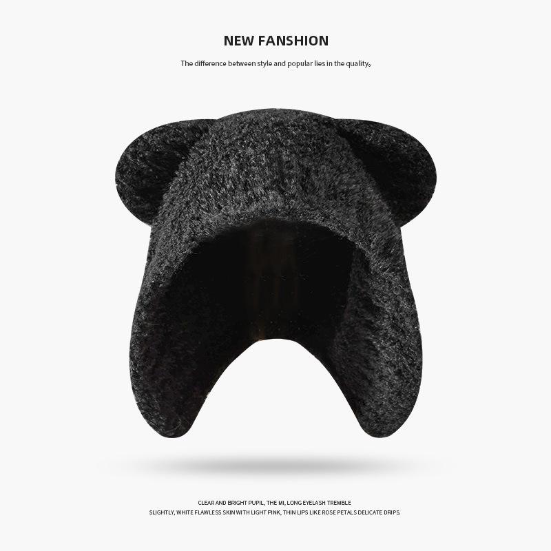 Gorro de malha de orelha de gato para mulheres, quente no outono e inverno, proteção de orelha espessada, fofo no inverno, pequeno gorro de lã para estudantes