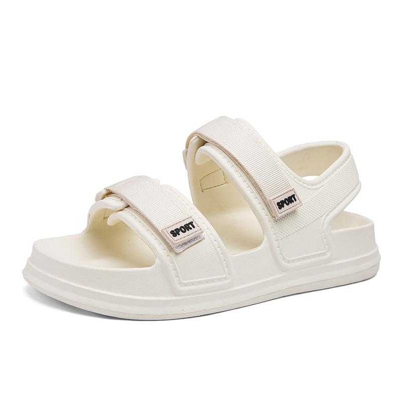 Fashion New Beige Unisex Sandals Solid Color Comfortable Lightweight Hook Loop Platform Sandals Outdoor Beach Sandals for Men