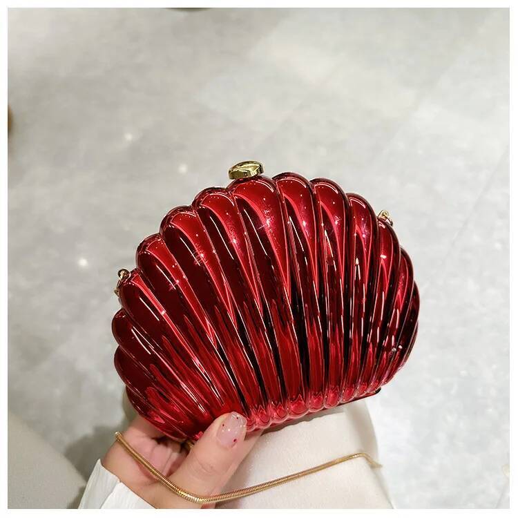 Damen Silber Gold Muschel Tasche Niedliche Acryl Abendtasche mit Träger für Hochzeitsfeier Kleine Geldbörsen Designer Handtaschen