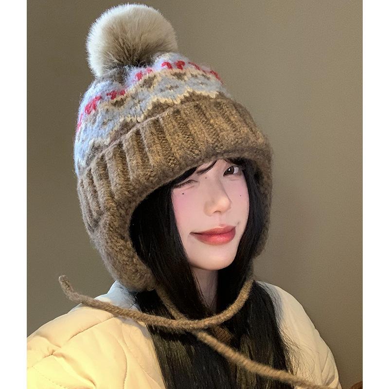 

Справедливый остров жаккардовый ветер помпон шапка-ушанка ретро защита ушей шерстяная шапка утолщенная теплая осень-зима вязаная шапка прилив One Size Elastic