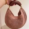 Classic Beach Straw Woven Bags For Women Luxury Designer Handbag Purse   In Sequined Handle Underarm Shoulder