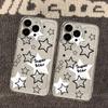 Black and White Hollow Stars for iPhone17promax Space Phone Case 16 Apple 13 All-inclusive 15 Transparent Xs