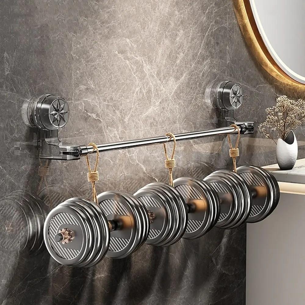 Stainless Steel Kitchen Bathroom Towel Rod Suction Cup Wall Mounted Storage She Gifts Bath Holder