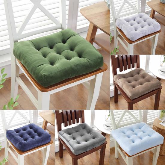 Square Seat Cushion 16x16 Inches Solid Color Stuffed Chair Pad Velvet Thick Seat Cushion for Dining Chair Floor Home Office