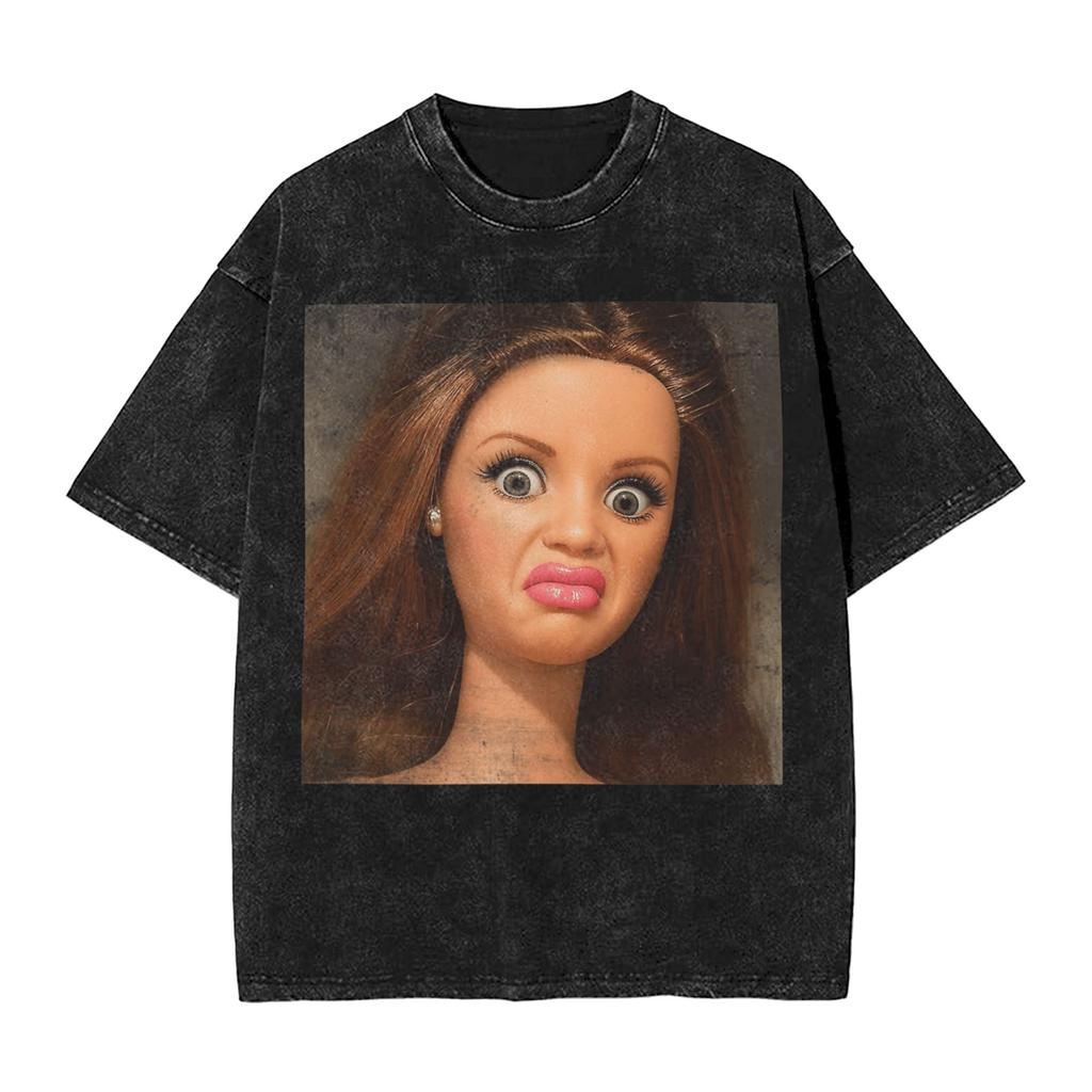 Disgusted FACE Meme Washed T Shirt Streetwear Hip Hop Vintage TShirts Tees Unisex Women Short Sleeve Harajuku