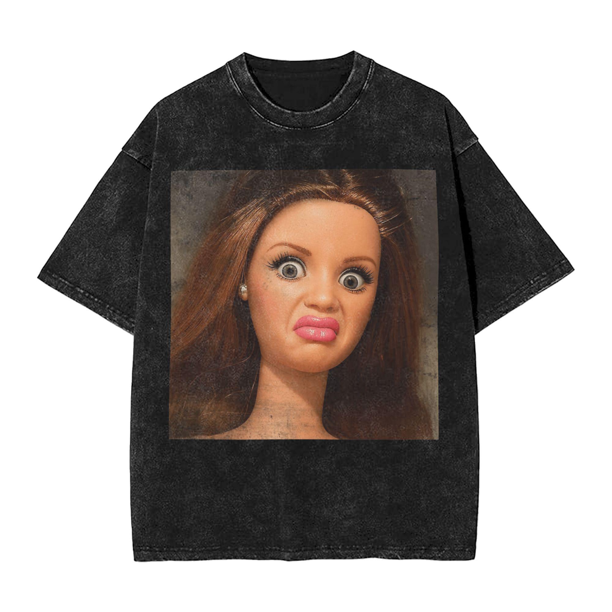 Summer Disgusted FACE Meme Washed Shirts Merch Oversize TShirt for Unisex Women Tees S