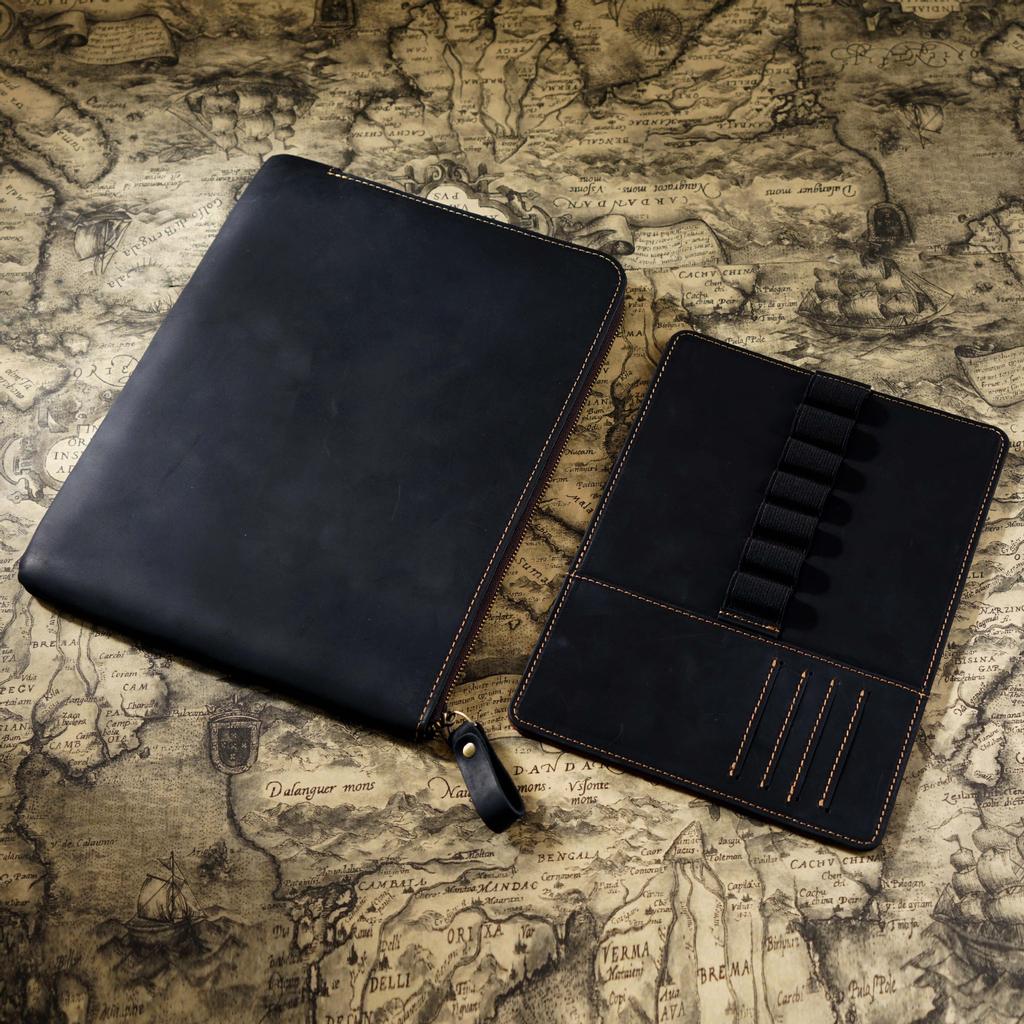 Full Grain Genuine Leather Pencil Pouch with Credit Card Slots Luxury Fountain Pen Sleeve School Office Luxury Gift Crafts