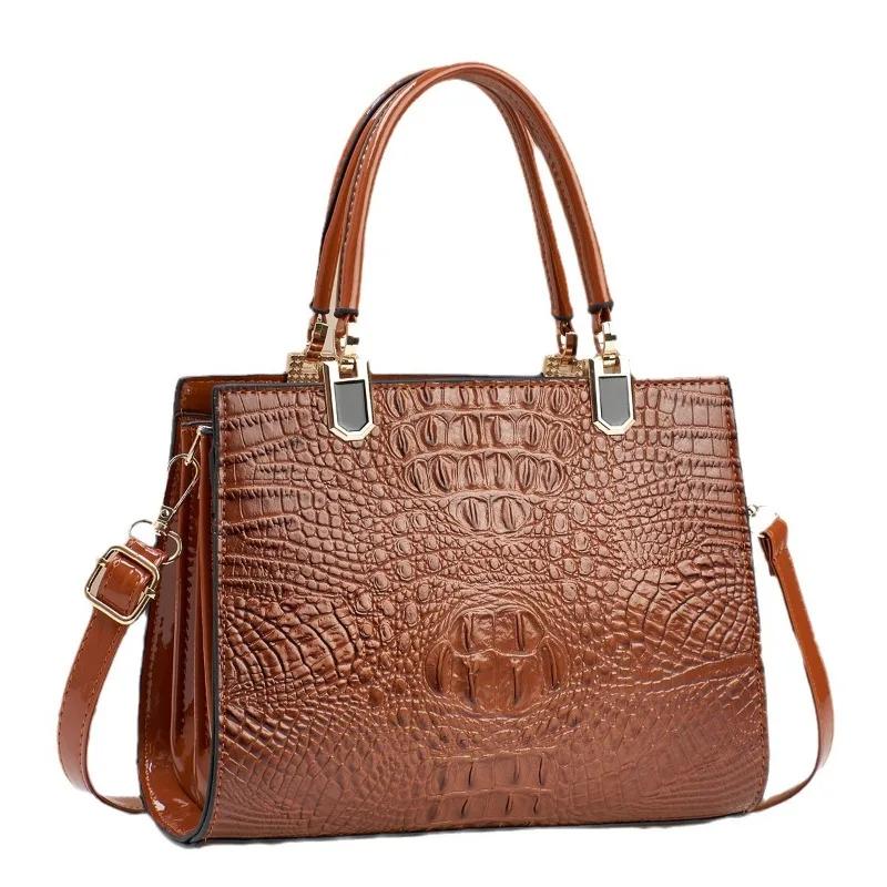 Classic Retro Women Shoulder Bag Large Capacity Crocodile Pattern Crossbody Bag Luxury Brand Designer Handbag Commuting Tote Bag