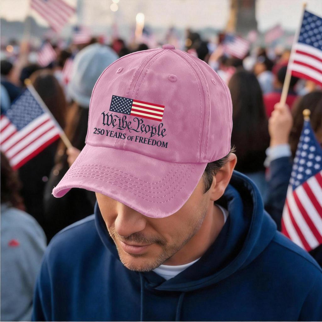 Men's and women's distressed washed casual baseball caps, flag letter print hats