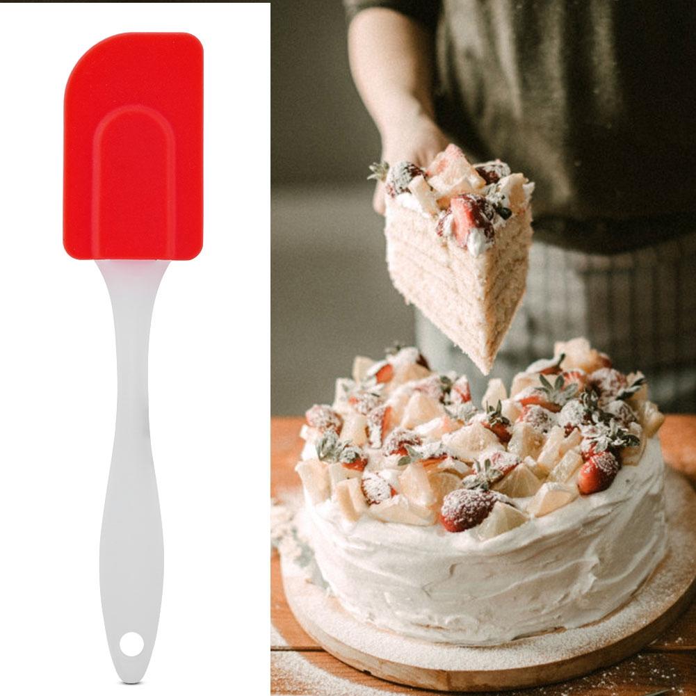 Silicone Spatulas   Cream Scraper Heat Resistant Kitchen Cake Baking Mixing Tool(Red)