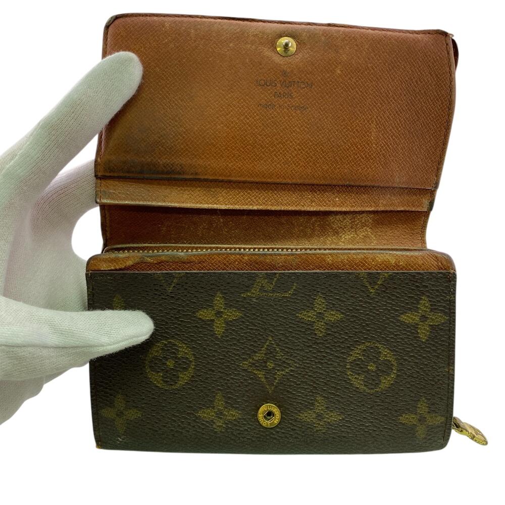 Louis Vuitton M61730 Vintage L-shaped Zipper Monogram Monogram Portonet Bie Tresol Bifold Wallet Brown Monogram Used