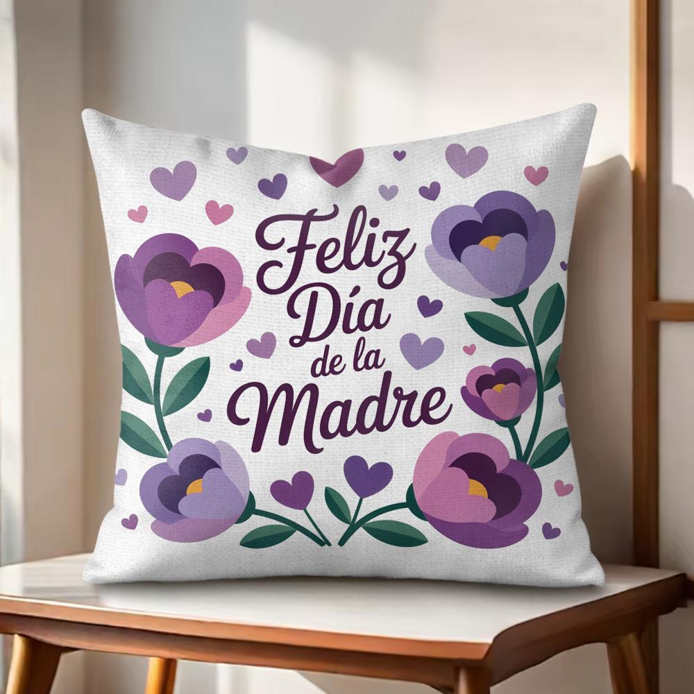 

Feliz Dia MaMa Flower Cushion Cover Natural Linen Organic Fabric DoubleSided Printing Couch Pillow Covers Home Decor 30x30cm