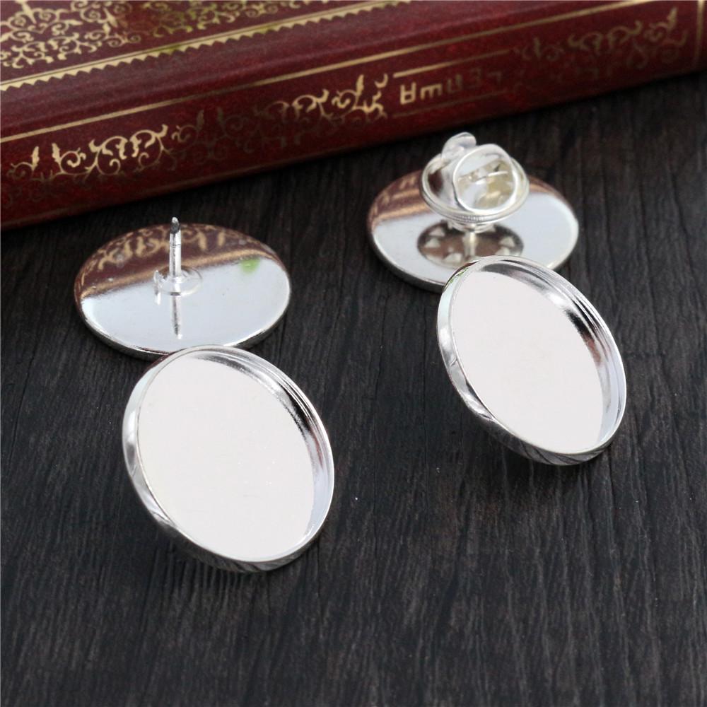 10pcs 12-20mm Inner Size Silver Plated Bronze Material Brooch Style Cabochon Base Blank Cufflink Spacer Settings Tie Tack Pins