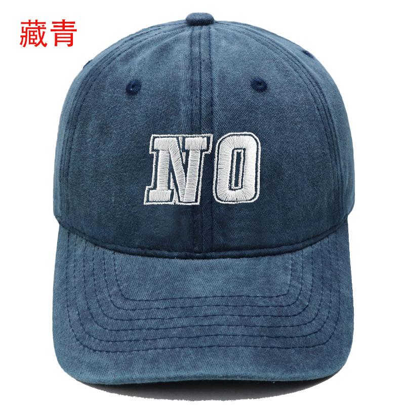 Neue Baseballkappe mit aufgesticktem Buchstaben NO, gewaschene Retro-Kappe für Männer und Frauen, Paar, lässiger Outdoor-Sonnenhut