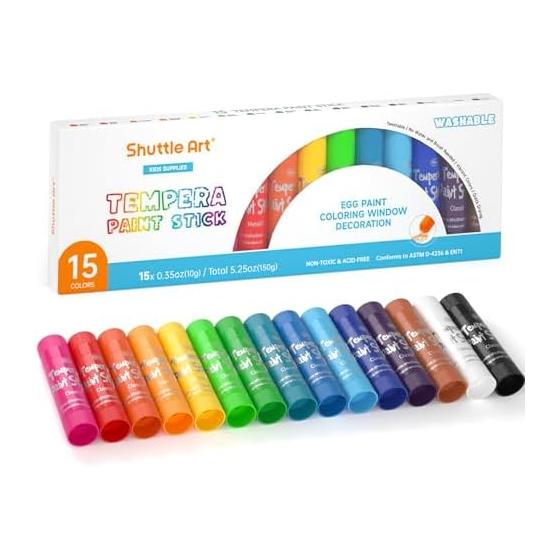 Shuttle Art Tempera Crayon 15 Color Set Removable Tempera Paint Stick Retractable Safe Washable Unbreakable Graffiti Coloring Book Can Draw on