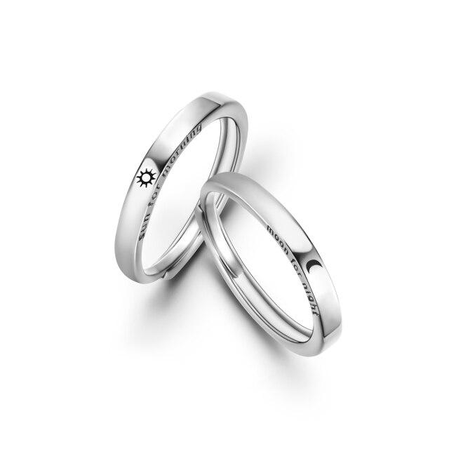 2 PCS Fashion Silver Color Zircon Wedding Rings Set For Women Open Adjustable Luxury Couple Jewelry Heart Geometric Finger Gifts