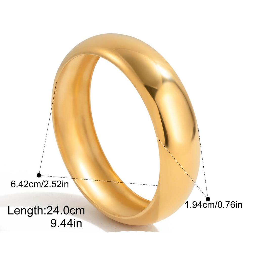 Yori Waterproof Smooth Chubby Hoop Bracelet Bangle Women Stainless Steel New Gift 2025 Gold PVD Plated Jewelry