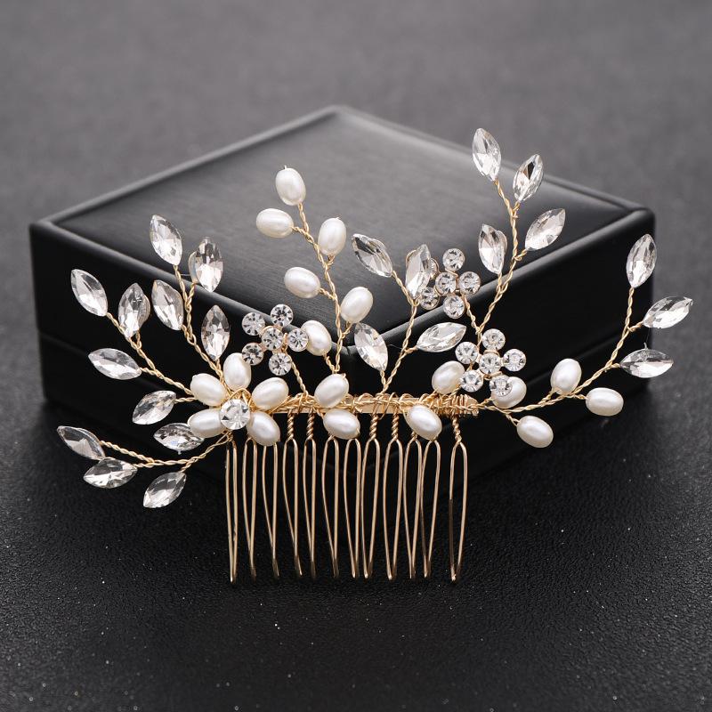 1pc Bridal Headdress Handmade Pearl Crystal Hair Comb Wedding Styling Accessories Fashion Insert Comb Hair Accessories