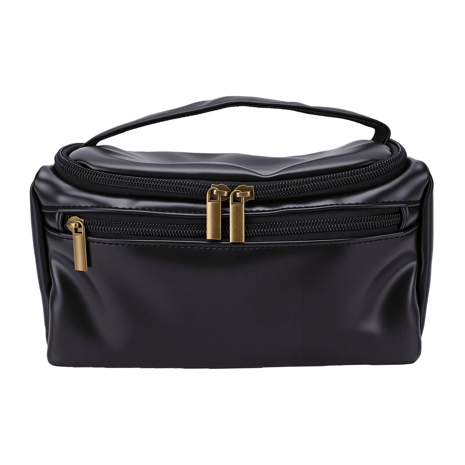 

Men Hanging Toiletry Bag Large Capacity Water Proof PU Leather Hanging Toiletry Organizer for Travel Business Trip Black