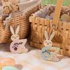 Yousheng 67 Bunny Easter Basket Tag Wooden Bunny Hanging Tag Funny Six Seven Rabbit Farmhouse Easter Sign for Spring Party Supplies