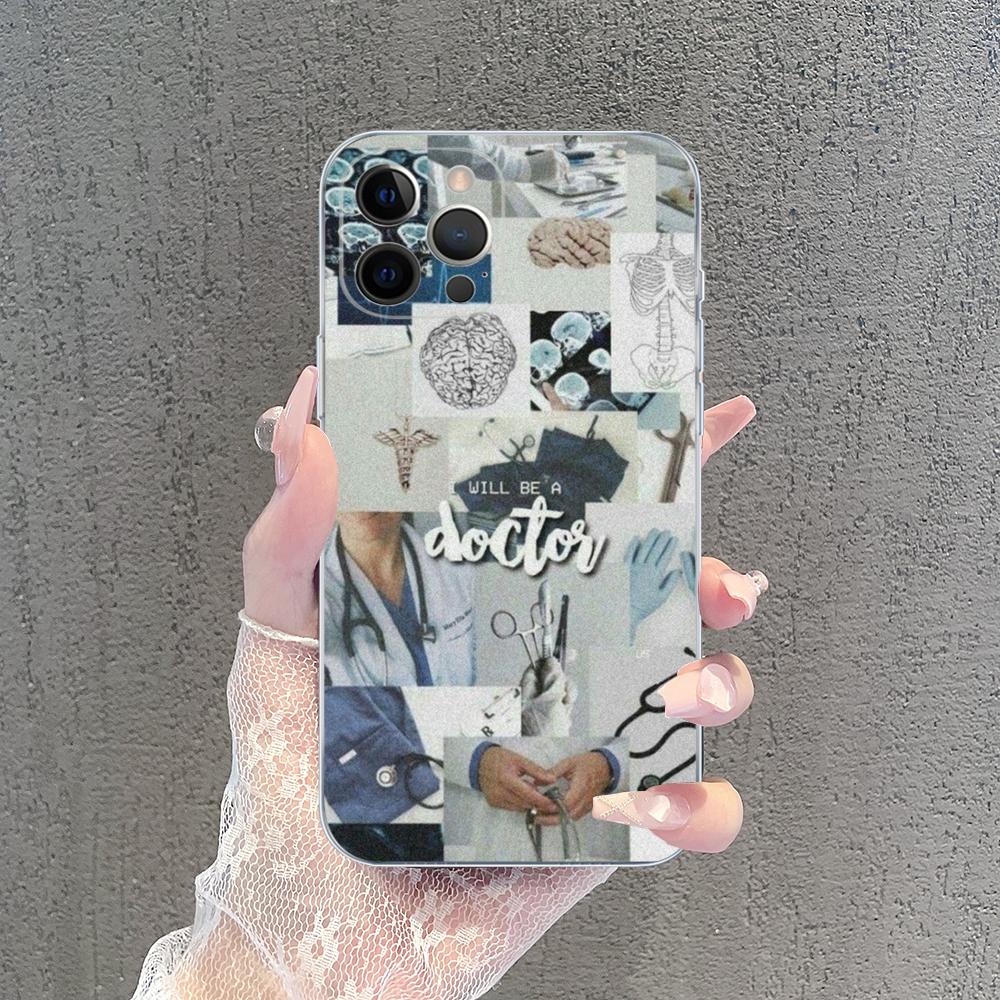 Medical Medicine stethoscope Phone Case For iPhone 15 14 13 12 Mini 11 Pro XS Max X XR SE 6 7 8 Plus Soft Silicone Cover