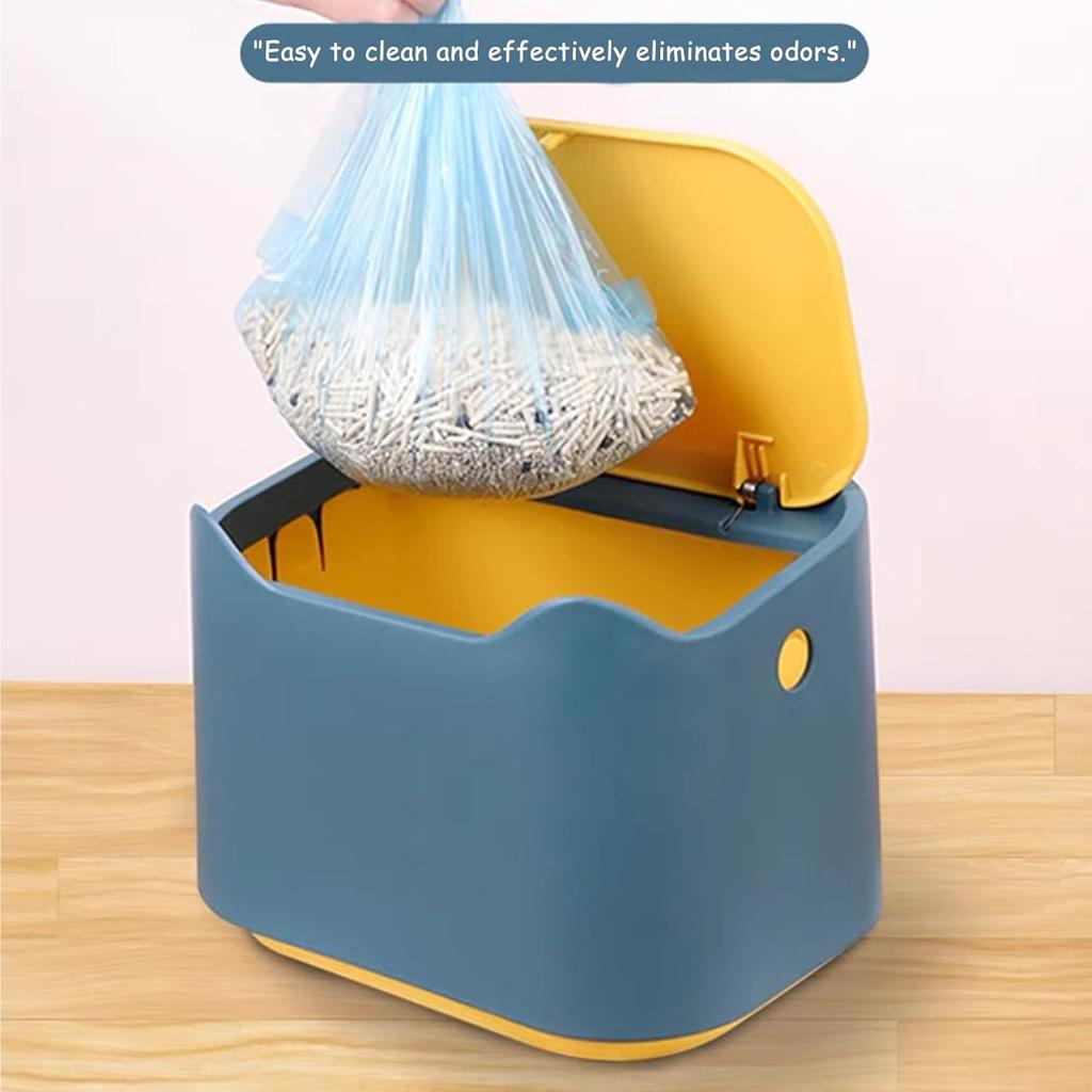 Cat Litter Trash Can Mini Countertop Cat Litter Disposal Bin with Press Type Lid Pet Poop Trash Can