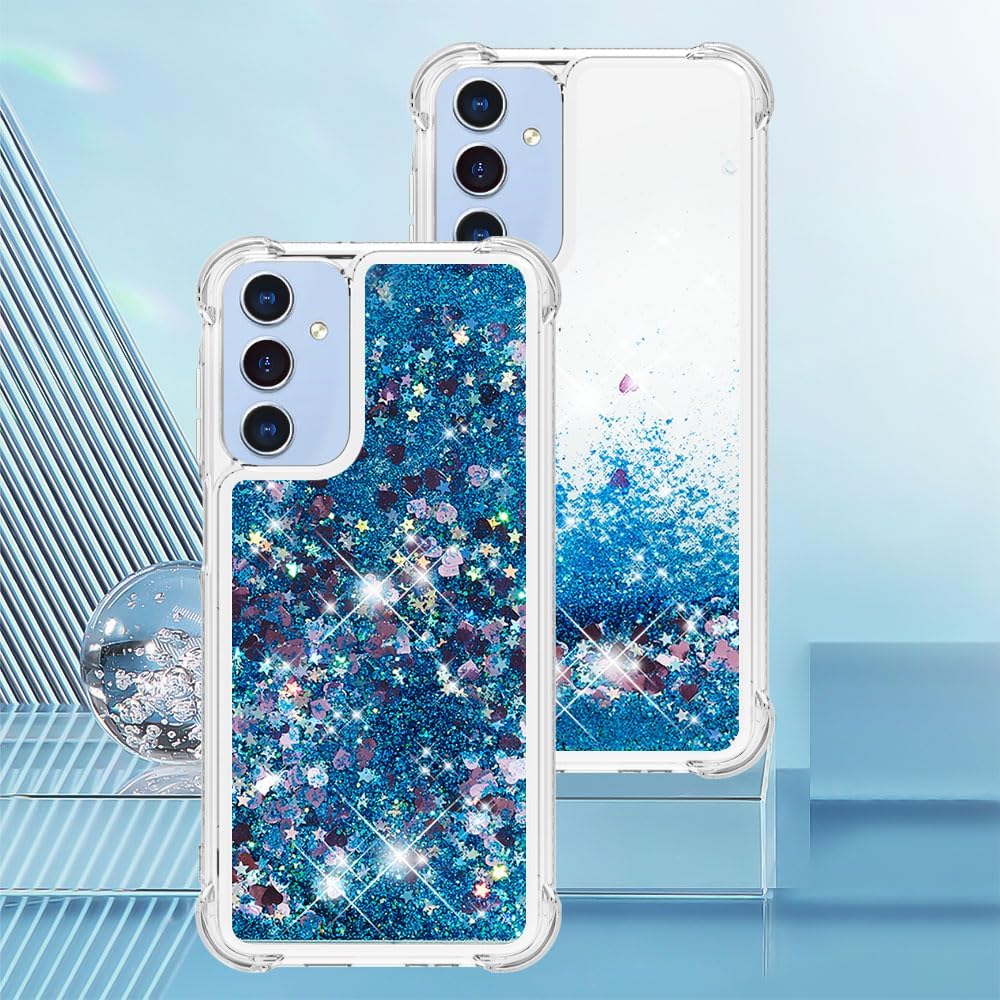 Case for Samsung Galaxy A15 5G, Glitter TPU Cover Clear Flowing Quicksand with Anti-Fall Bumper Corner Shockproof Protection Women Girly Case for
