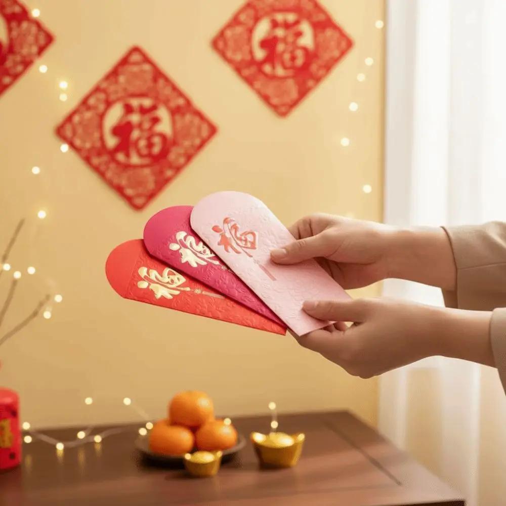 10 Stück/Set Beste Wünsche Segen Neues Jahr Rote Umschläge Papier Verdickt Glücksgeldtaschen Universelle Geschenktasche Feierliche Veranstaltung